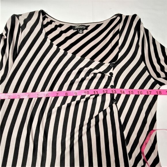 Cotton Long Sleeve Black And White Stripe Tunic Top - Picture 10 of 10